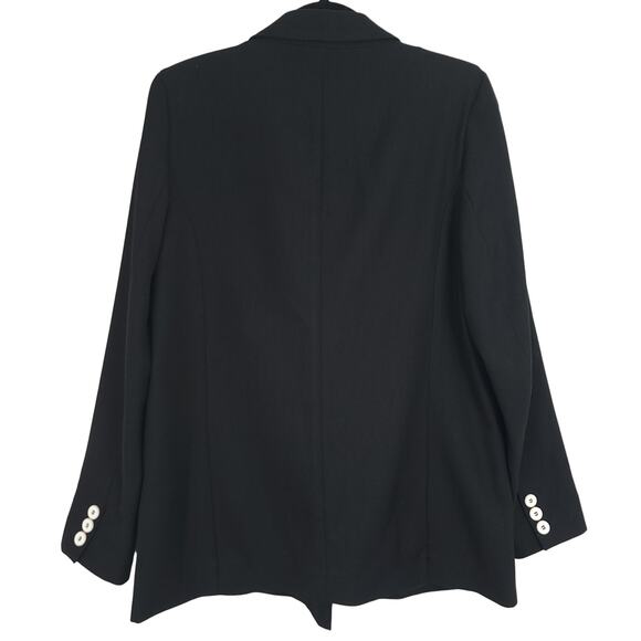 River Island Double Breast Blazer Jacket Black w/ White Button Contrast, Size 14 - Picture 2 of 12